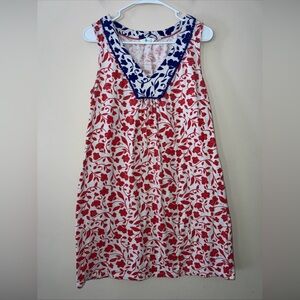 BODEN Tarifa Shift Floral Jersey Dress Sleeveless Blue Red Floral US 8 UK 10
